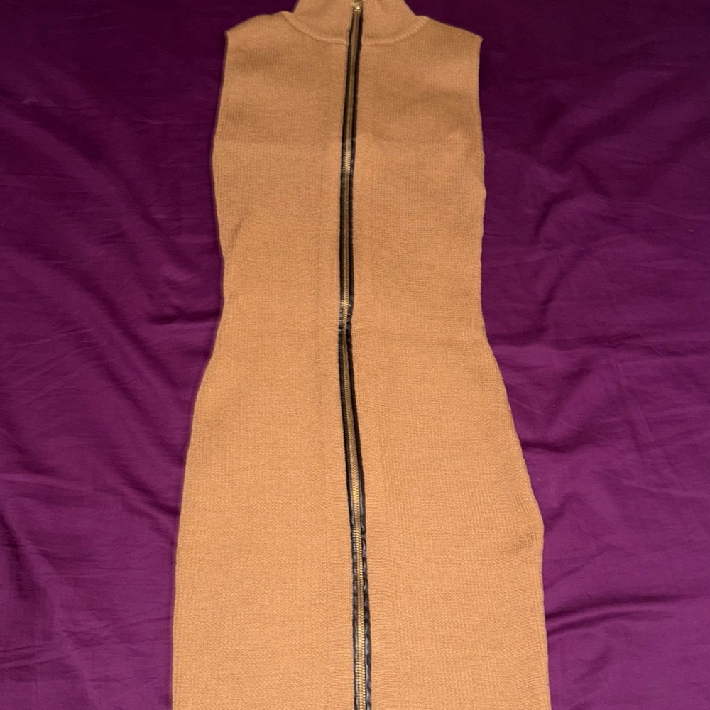 Elegant Tan Sleeveless Dress